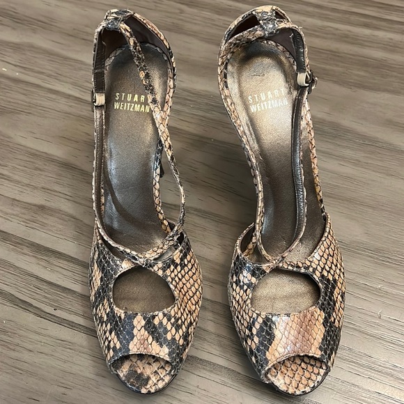 STAURT WEITZMAN PYTHON SLINGBACK HEELS 8 - Picture 1 of 16